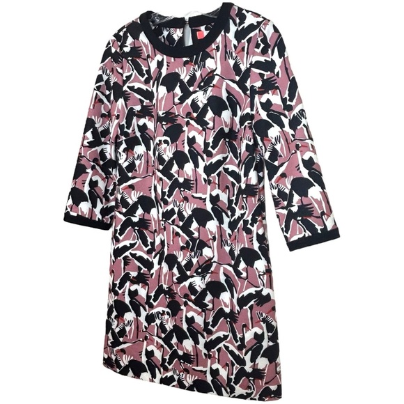 Ted Baker, Womens Shift Dress, Colour By Numbers, Crane Print - Pink Size 4 US/1 - Picture 7 of 17